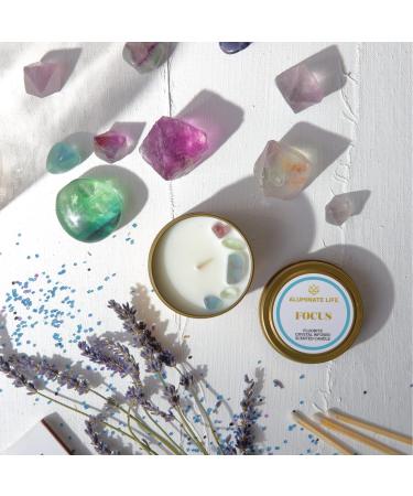 Luxury Fluorite Crystal Infused Candle 4 OZ - Orange Ginger Ylang-Ylang & Lavender - Boost Awareness & Clarity - Eco-Friendly Coconut Wax - Buy Online on GoSupps.com
