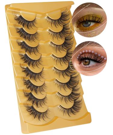 Goddenus False Cat Eye Manga Lashes - Natural Wispy Curly Mink, Fluffy CC Curl Fairy & Spikey Anime Fox Eye - 8 Pairs Pack - Buy Online on GoSupps.com