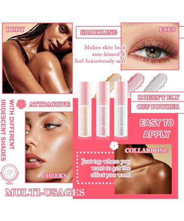 3 Colors Polvo De Hadas Waterproof Long Lasting Highlight Body Glitter Patting Powder Highlighter Makeup Sparkling Glitter Powder for Face Eyes Body and Collarbone - Buy Online on GoSupps.com
