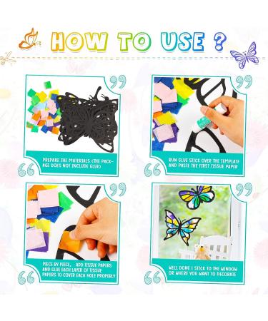 9-Piece Butterfly Suncatcher Craft Kit with 12 Colors Tissue Paper - Kid-Friendly DIY Window Art & Party Favors - Buy Online on GoSupps.com