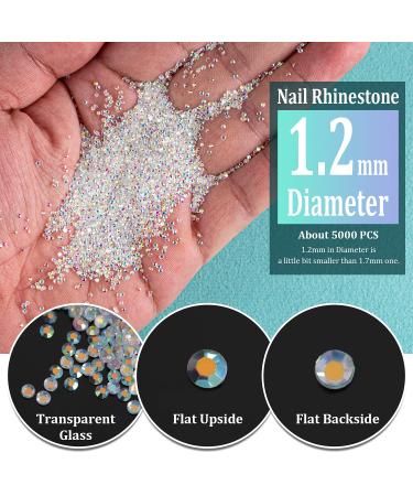 5000PCS 1.2mm Mini AB Glass Crystals for Nail Art - Iridescent, Long Lasting Shine - By BELLEBOOST - Buy Online on GoSupps.com