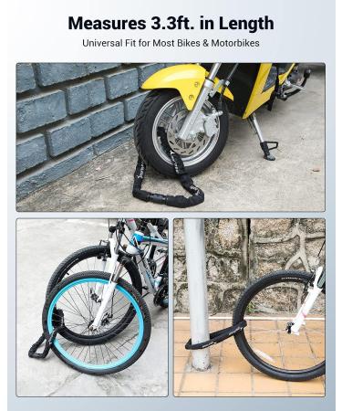 Sportne High-Safety Bicycle Lock - 8mm Hardened Steel Chain Lock for Motorcycle Bike Door Fence Grill & Scooter - Includes 2 Keys - Black 100cm - Buy Online on GoSupps.com