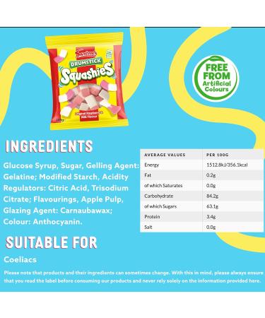 Swizzles Drumstick Squashies Original Sweets - Raspberry and Milk Flavour Sweets- Bulk Multipack (12 x 140g) - Buy Online on GoSupps.com