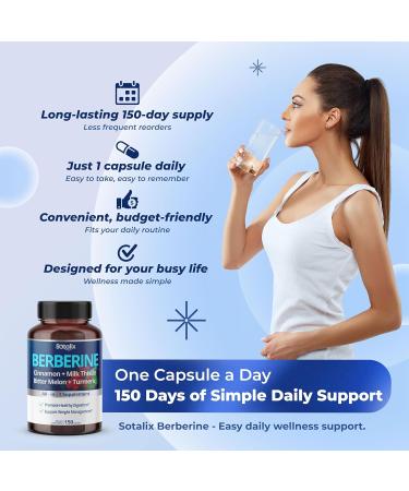 Premium Berberine Supplement with Ceylon Cinnamon Bitter Melon Milk Thistle - 150 Day Supply (150 Count (Pack of 1)) - Buy Online on GoSupps.com
