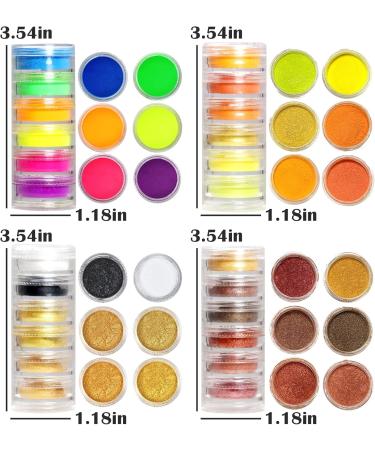 Prreal 24 Color Pigment Nail Powder Colorful Iridescent Glitter Ultrafine Luminous Pearlescent High-Gloss Halo Powder Nails Pigments Dust 3D DIY Nail Art Decoration(Color C ) - Buy Online on GoSupps.com