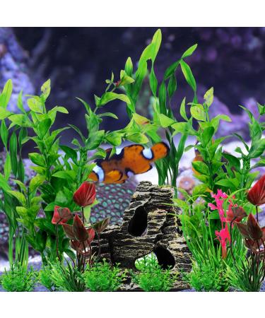 QUOZUO 20 Pieces Aquarium Artificial Plants - Green Plastic Decorations & Resin Cave Accessories for Fish Tanks - Buy Online on GoSupps.com