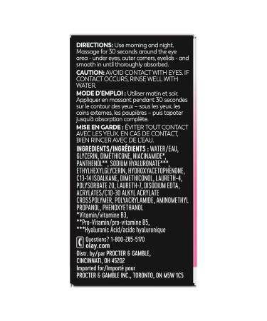 Olay Active Hydrating Eye Gel Fragrance-Free Anti-Aging Eye Cream with Hyaluronic Acid and Niacinamide 0.5 oz - Buy Online on GoSupps.com