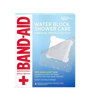 Band-Aid Brand First Aid Water Block Shower Care Clear Bandage Protector  Medium-Sized  4 ct