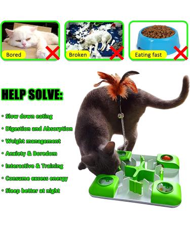 AQluming Cat Puzzle Feeder Treat Toy - Slow Food Dispenser in Green - Buy Online on GoSupps.com