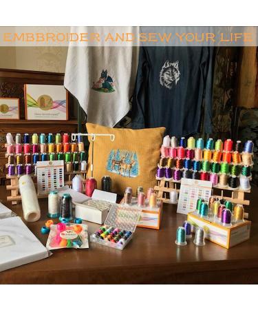 New brothread 2X60 Spools Wooden Thread Rack/Thread Holder Organizer with Hanging Hooks for Embroidery Quilting and Sewing Threads - Buy Online on GoSupps.com