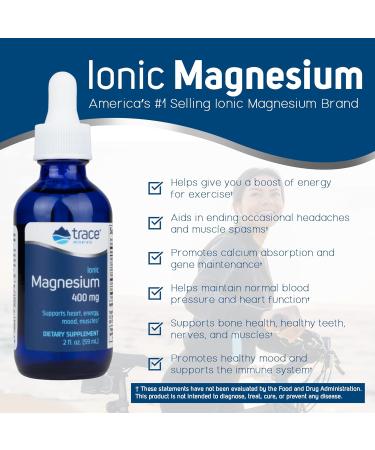 Liquid Ionic Magnesium 400mg - Supports Blood Pressure, Heart Health, Mood, Sleep, Energy & Muscle Strength - 2oz x 2 (32 Servings) - Buy Online on GoSupps.com