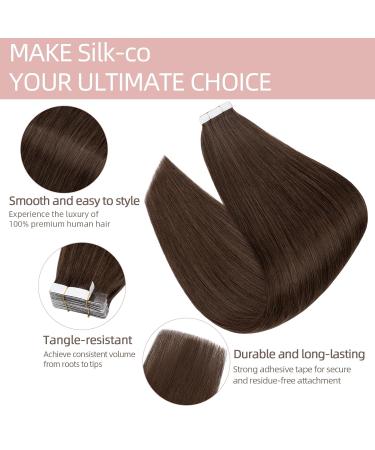 High-Quality Real Hair Tape-In Extensions - 20 Pieces 30g 45cm - Medium Brown #04 - Buy Online on GoSupps.com