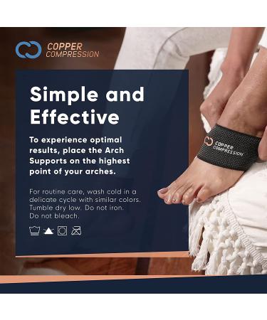 Copper Compression Arch Support Sleeves - Plantar Fasciitis Relief for Heel Spurs, Flat Feet, High Arches, Feet Pain - 1 Pair Black, One Size Fits All - Buy Online on GoSupps.com
