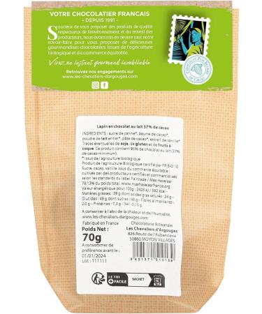 CHEVALIERS D'ARGOUGES French Master Chocolatiers - Milk chocolate rabbit bag 37% organic/fair trade cocoa - Easter mold - 70g - Buy Online on GoSupps.com