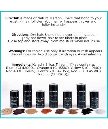 SureThik Hair Thickening Fibers - Dark Brown 30g/1.06oz (Pack of 1) - Achieve Thicker Looking Hair - Buy Online on GoSupps.com