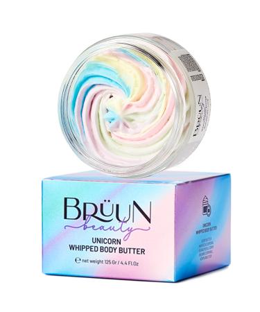 BR UN Beauty Unicorn fruit Whipped Body Butter A 4.4 oz Organic Body Moisture Shea Butter Jar for Face and Body Skin Care with Cocoa Butter and Jojoba Oil for Women and Men
