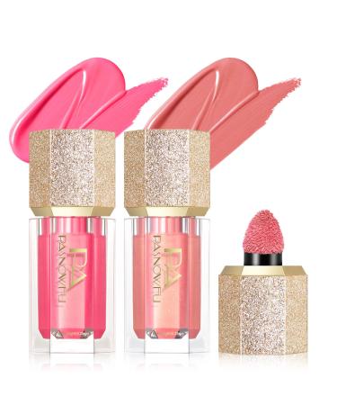 PASNOWFU 2 Colors Liquid Blush  3-In-1 Shake Cream Blush for Cheek and Lip Tint 2Pcs Lightweight Liquid Blush for Cheeks Long-Lasting Natural Blusher Eyeshadow Lipstick Shake to Get Blush  by PASNOWFU Foggy Pink+Peach Pi...