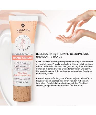 Bee & You Natural Hand Cream with Propolis Aloe Vera & Shea Butter - Moisturizing Gentle Care for Everyday Use - Vegan & Cruelty-Free - Buy Online on GoSupps.com