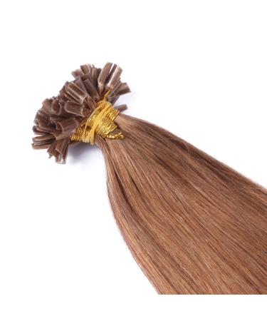 Keratin Bonding Hair Extensions #8 Golden Brown 60cm - 50 Strands 1g - 100% Remy U-Tip Extensions by Novon Hair - Buy Online on GoSupps.com