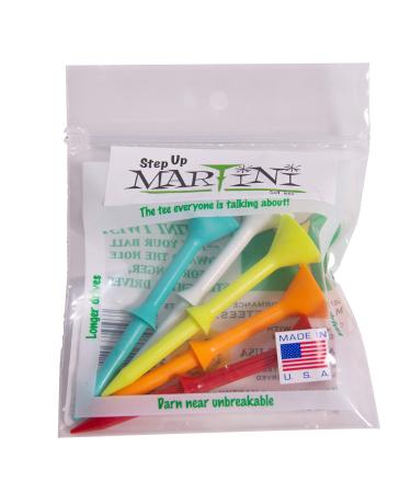 Martini Golf Tees DMT007 Durable Plastic Step-UP Tees (5 Pack), Assorted Colors, 3.25" 3.25&quot