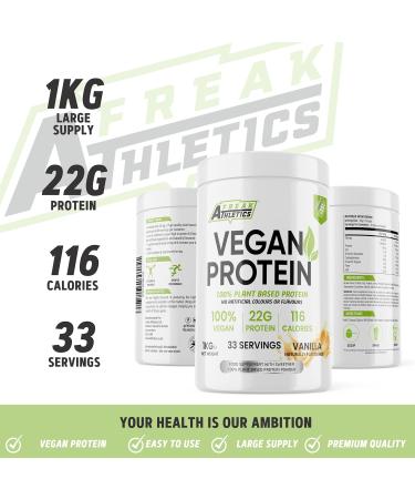 Plant Based Vegan Protein Powder 1kg - Soy Free, Vanilla Flavored - 1kg (Pack of 1) - Buy Online on GoSupps.com