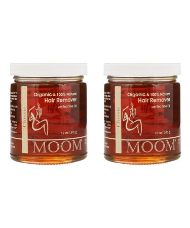 MOOM Organic Hair Remover Waxing Kit Refill with Tea Tree Oil & Lemon juice - Natural Sugar Glaze – Perfect for Bikini Leg Eyebrow & Body 12 oz (2-Pack))