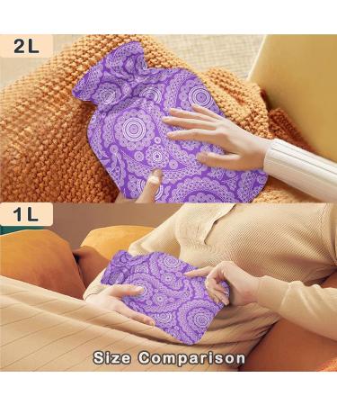 Naanle Purple Paisley Hot Water Bottle 1L Transparent Cover for Pain Relief & Therapy | Hand & Foot Warmer - Buy Online on GoSupps.com