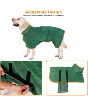 Pejoye XL Green Dog Drying Coat - Fast Absorbent Microfibre Bath Robe Towel for Pets - Buy Online on GoSupps.com