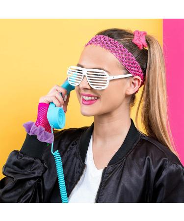80s Neon Hair Scrunchy Set - 24 Pieces Neon Hair Accessories for Women - Perfect for Halloween & Birthday Parties - Multicolor - Buy Online on GoSupps.com