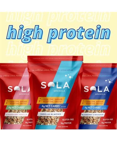 Buy Sola Low Carb Blueberry Cinnamon Granola - Keto Friendly, Low Sugar, Gluten Free, 11 oz - Buy Online on GoSupps.com