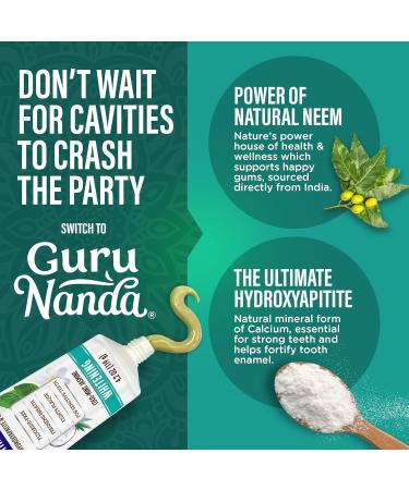 Buy GuruNanda Hydroxyapatite Toothpaste - SLS & Fluoride Free Whitening Natural CocoMint Jasmine Neem Freshens Breath & Fights Plaque - 4.2oz - International Shipping Available - Buy Online on GoSupps.com
