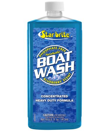 STAR BRITE Concentrated Boat Wash - 3 Capfuls Clean a 24' Boat - Multi-Surface, Cleans Fiberglass, Painted Surfaces, Vinyl, Plastic, Rubber, Aluminum, Teak, Plexiglass, Varnished Surfaces & More 16 Oz
