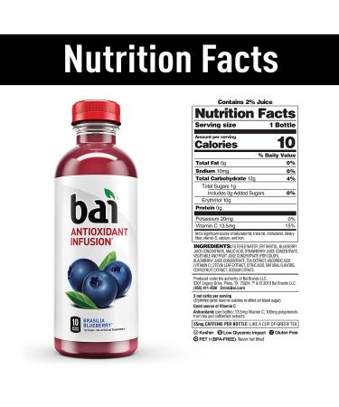 Bai Flavored Water Safari Variety Pack - 12 Count, 18 Fl Oz Bottles - Antioxidant Infused Drinks - Brasilia Blueberry, Costa Rica Clementine, Malawi Mango, Zambia Bing Cherry - Buy Online on GoSupps.com