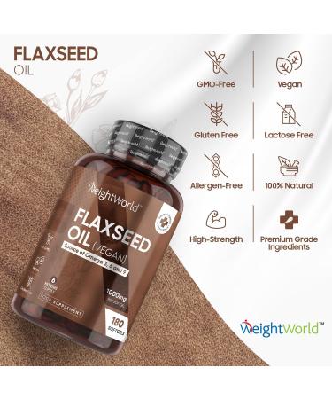 Flaxseed Oil Capsules 2000mg - Cold-Pressed Vegan Omega 3 6 9 Supplement - 180 Softgels - Buy Online on GoSupps.com