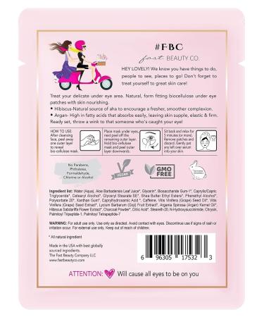 Fast Beauty Co. Eye Candy Smoothing Biocellulose Eye Patches - 5 Pairs with Argan & Hibiscus - Buy Online on GoSupps.com