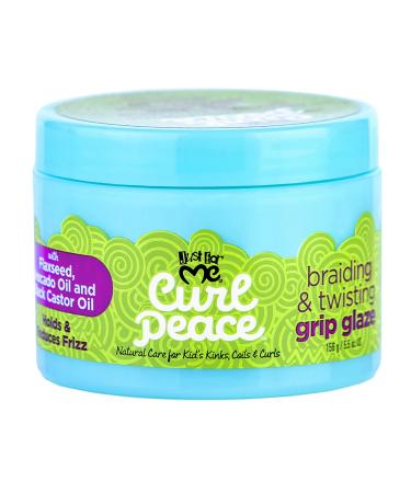 Just For Me Curl Peace Braiding & Twisting Grip Glaze - Holds & Reduces Frizz  Contains Flaxseed  Avocado Oil & Black Castor Oil  Nourishes & Strengthens Hair 5.5 oz 5.5 Ounce (Pack of 1)