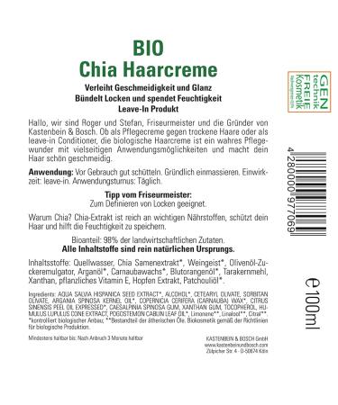 KASTENBEIN & BOSCH Chia Hair Cream | Vegan Hair Care for Curls & Dry Hair | Natural Cosmetics (100ml) - Shop Now! - Buy Online on GoSupps.com
