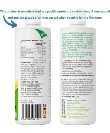 High Absorption Liposomal Vitamin C 1000mg & Zinc Bisglycinate Liquid Immune Support | Sugar-Free Citrus Vanilla Flavour | Adults & Kids | Igennus - Buy Online on GoSupps.com