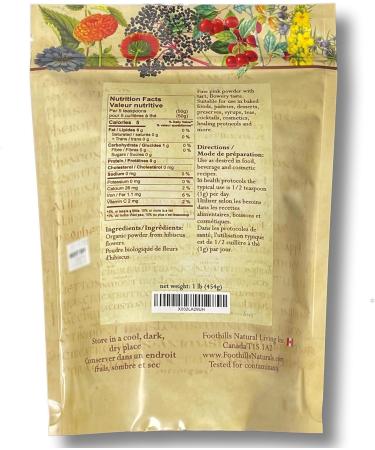 Foothills Naturals Hibiscus Powder Organic - 1 Lb (454g) No Additives - Buy Online on GoSupps.com