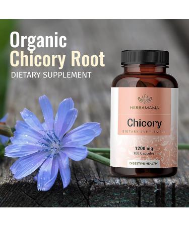 HERBAMAMA Organic Chicory Root Supplement - Digestive & Gut Health Support - Liver & Colon Function - Prebiotic Fiber - Brain & Immune Booster - Non-GMO - 100 Capsules - Buy Online on GoSupps.com