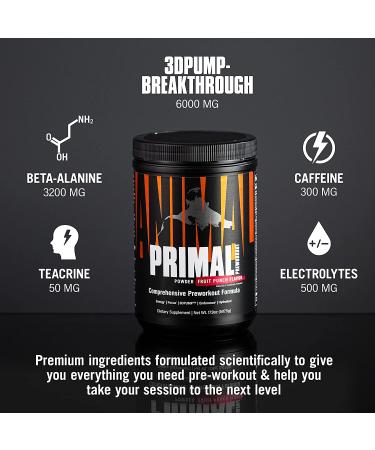 Animal Primal Muscle Hydration Preworkout Powder 17.9 oz - Beta Alanine, Caffeine, Electrolytes, Fruit Punch Flavor | Energy, Focus & Endurance Booster - Buy Online on GoSupps.com