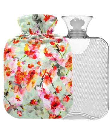 Naanle hot hot water bottle with the cherry blossom transparent hot water bottle heat bottle for back pain relief handfoot warmer neck warmth and cold therapy 2l