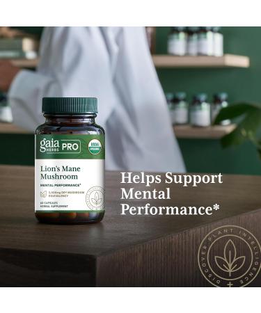 GAIA HERBS PRO Lion's Mane Mushroom - Supports Brain & Neurological Health* - Organic Mushrooms - 2 500mg Per Serving - Gluten-Free - 60 Capsules (30 Servings) - Buy Online on GoSupps.com