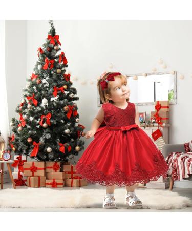 LZH Baby Girls Lace Dress Bowknot Flower Wedding Pageant Tutu Gown - Red (0-24 Months, 4-5 Years) - Buy Online on GoSupps.com
