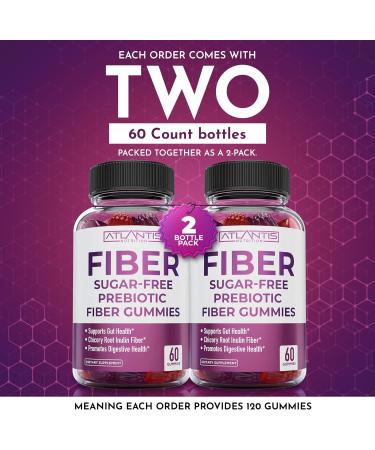 Sugar Free Prebiotic Fiber Gummies for Adults - 2-Pack, 120 Gummies - Gut Health & Digestive Support - 5G Fiber & 5.4G Prebiotic Blend - Buy Online on GoSupps.com