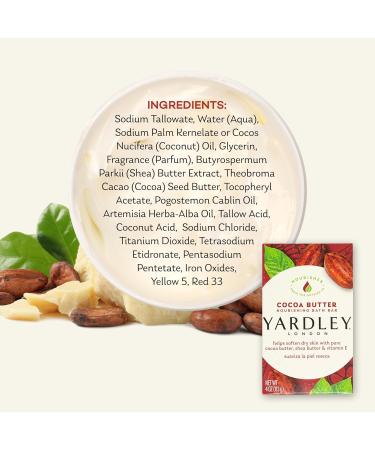 Yardley London Cocoa Butter Bath Soap Bar - Nourishing Softens Dry Skin 4 oz - Pack of 3 with Shea Butter & Vitamin E - Buy Online on GoSupps.com