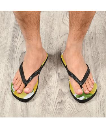 Buy Mnsruu Yellow Lemon Leaves Flip Flops | XXL Home Hotel Spa & Travel Footwear for Men & Women - Buy Online on GoSupps.com