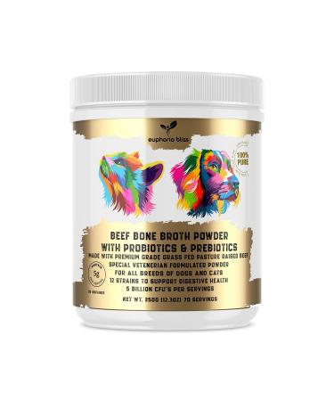 Beef Bone Broth Probiotic & Prebiotic | For Dogs & Cats with Sensitive Digestion | Gut Health Hip & Joint All Ages & Breeds | High in Type II Collagen Fibre & Essential Minerals | 70 Servings 350g - Buy Online on GoSupps.com