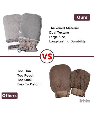 Irbis Deep Exfoliating Glove - Korean Body Scrub Mitt & Exfoliator | Dual Texture Bath Sponge for Dead Skin Removal | Perfect for Shower Bath Spray Tan & Home Spa - Pink Grey Blue - Buy Online on GoSupps.com