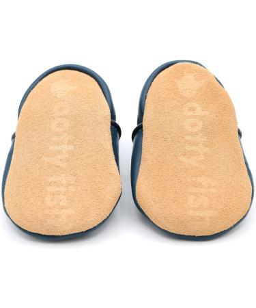 Dotty Fish Soft Leather Baby Shoes | Non-Slip Suede Soles | Toddler Shoes for Boys | Navy and White Star Design | Sizes 0-6 Months to 4-5 Years - Buy Online on GoSupps.com